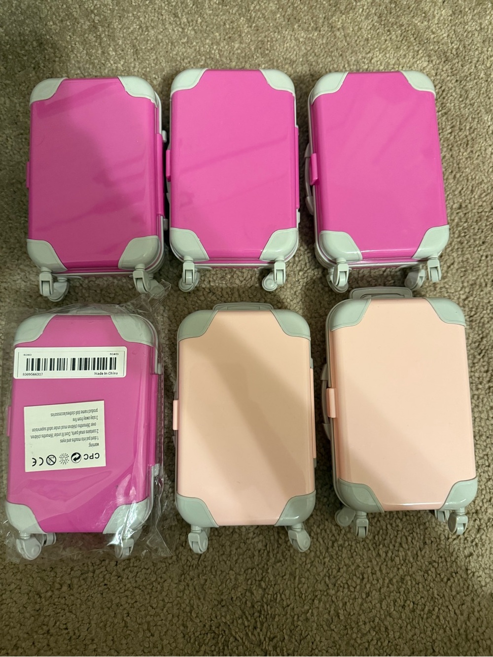 Mini Suitcases Pink Favors Hangover Kits Set Of 6